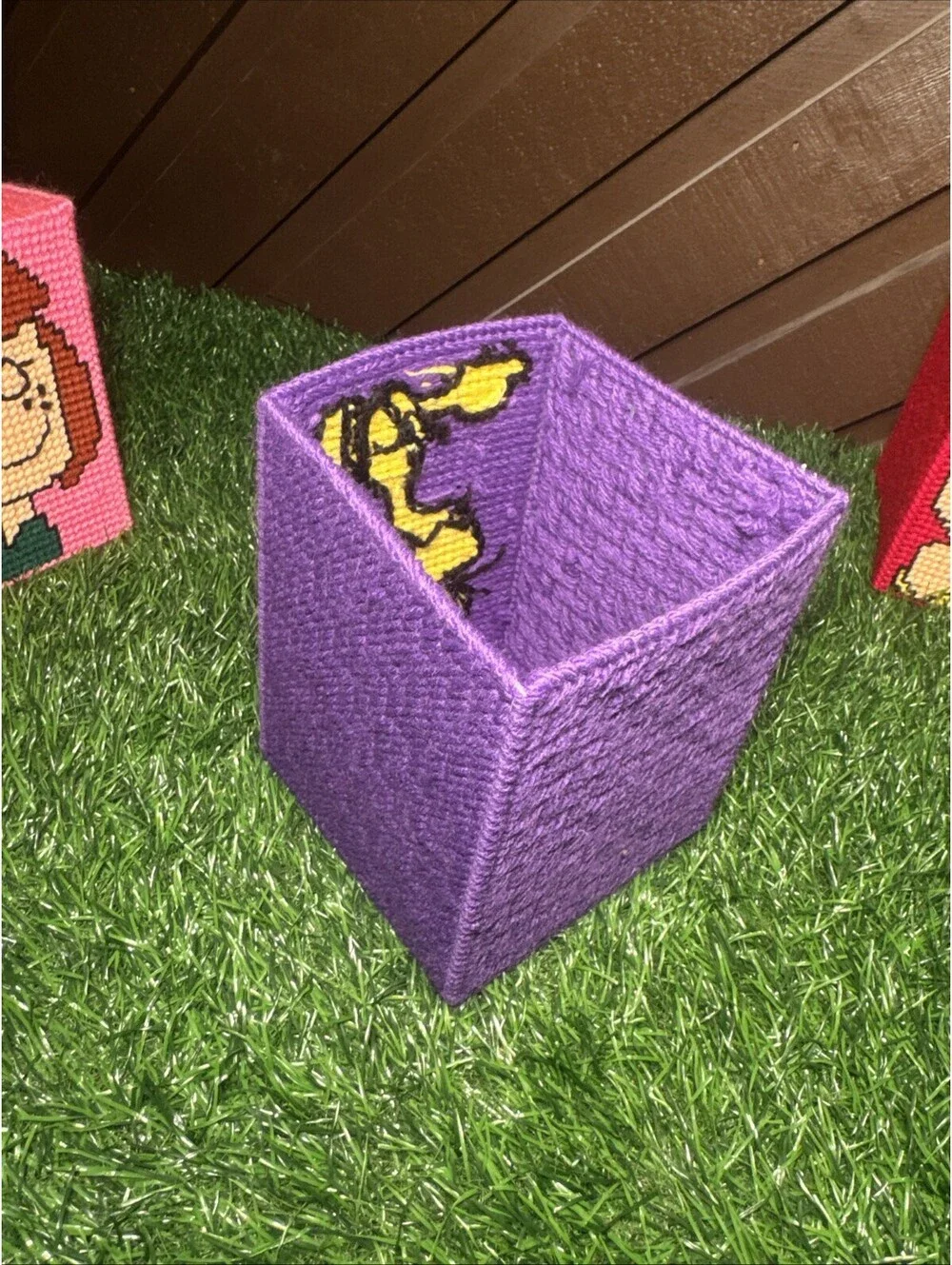 Vtg Peanuts Plastic Canvas Tissue Box Covers Lot of 8 Charlie Brown Snoopy Lucy